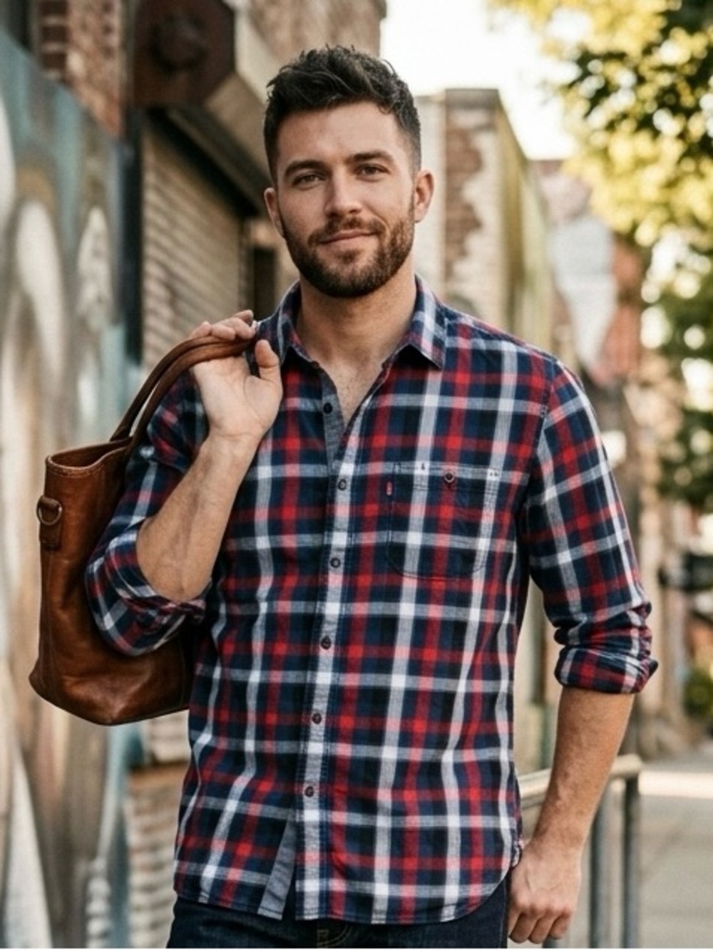 Levi’s Slim Fit Plaid Long Sleeve Button Down Shirt Large Red Blue White